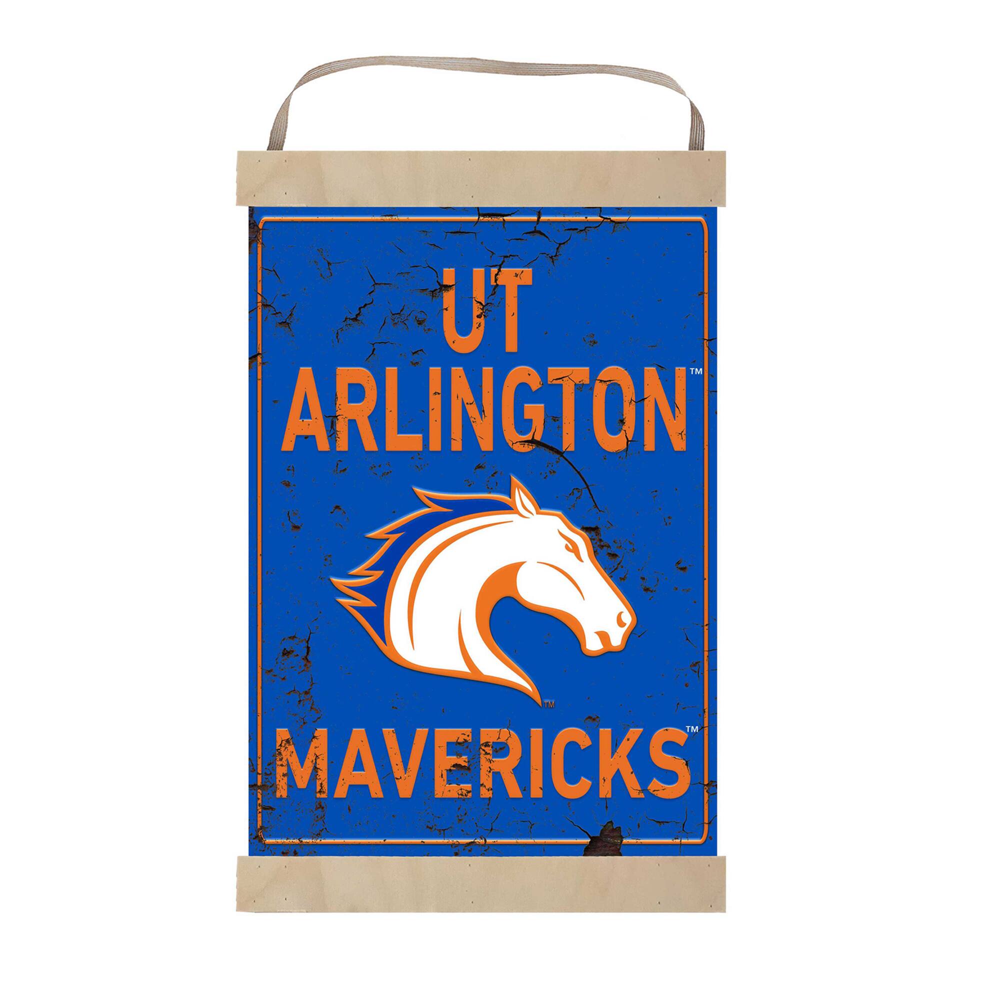 UT Arlington Mavericks 12'' x 20'' Faux Rust Banner Sign