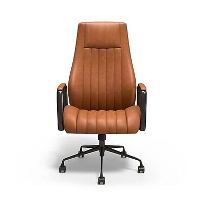 Alt View 1. Staples - Staples® Laconia Ergonomic Leather Swivel Manager Chair, Brown (HLC-3932) - Brown.