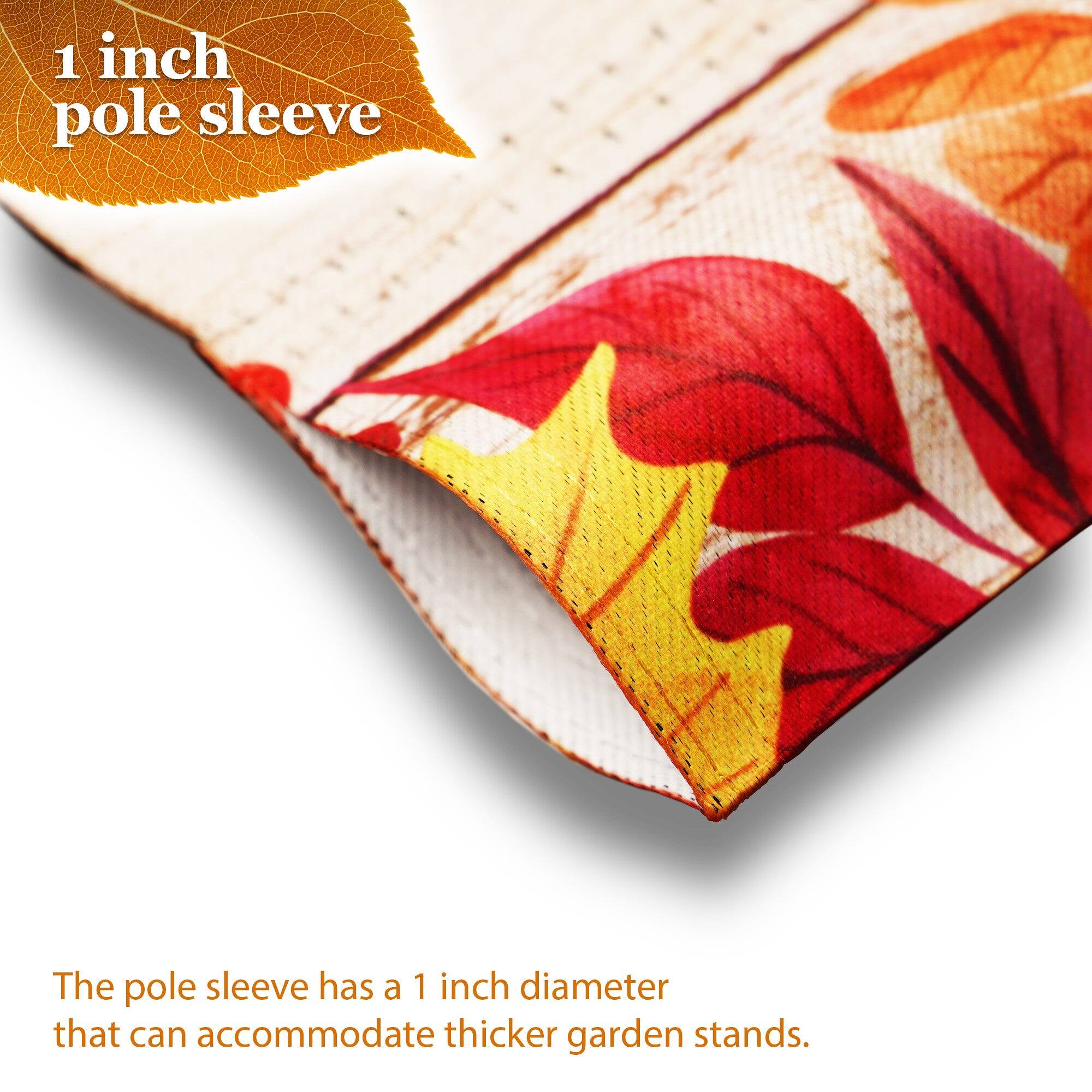 1 inch pole sleeve

The pole sleeve has a 1 inch diameter that can accommodate thicker garden stands.