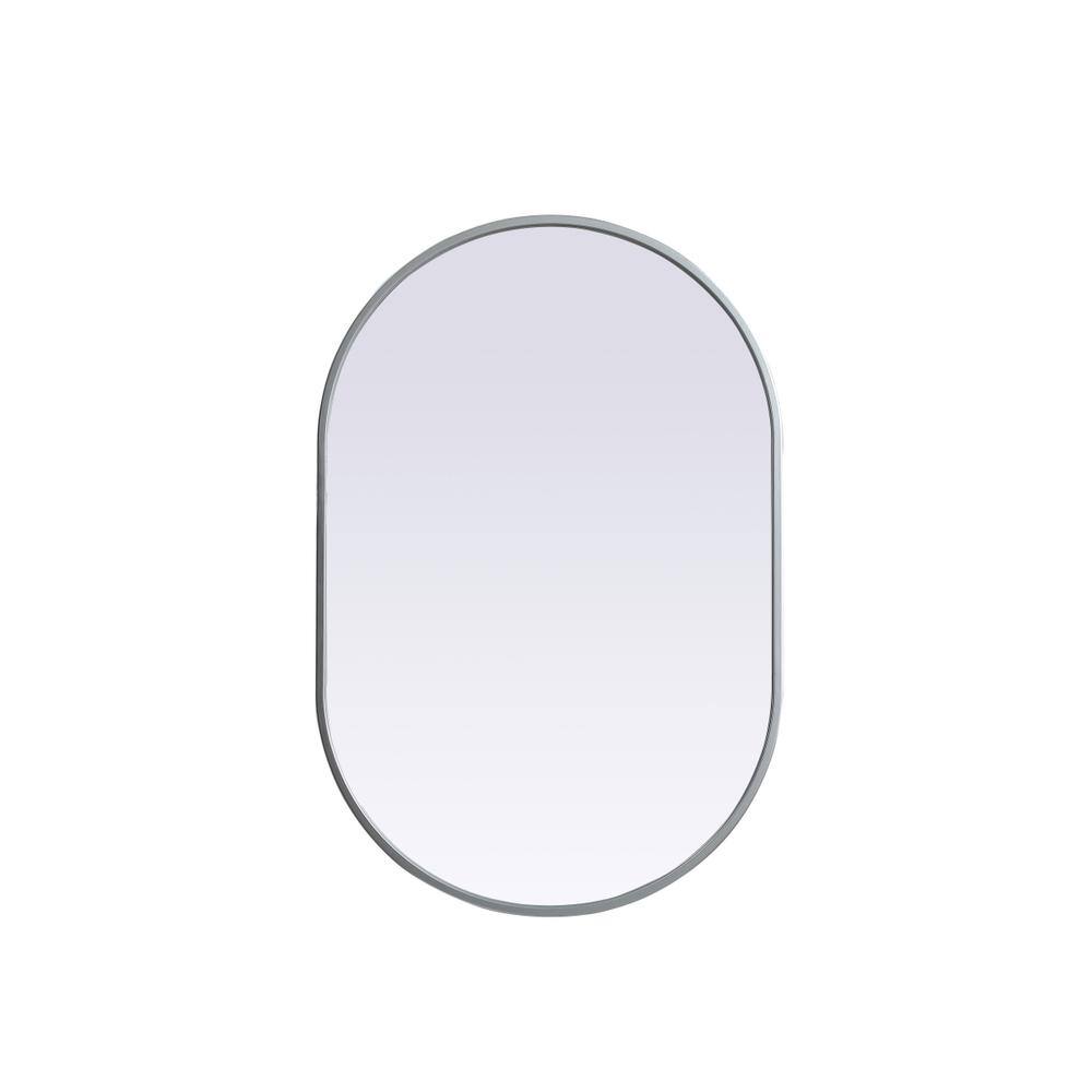 Alt View 7. Elegant Decor - Metal Frame Oval Mirror 20x30 Inch in Silver - Silver.