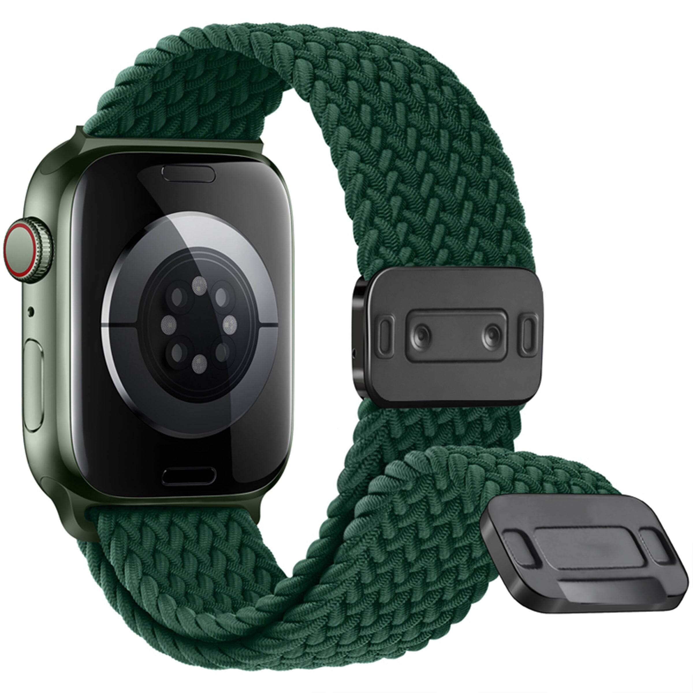 Waloo Braided Nylon Magnetic Loop Band For Apple Watch Midnight Green ...
