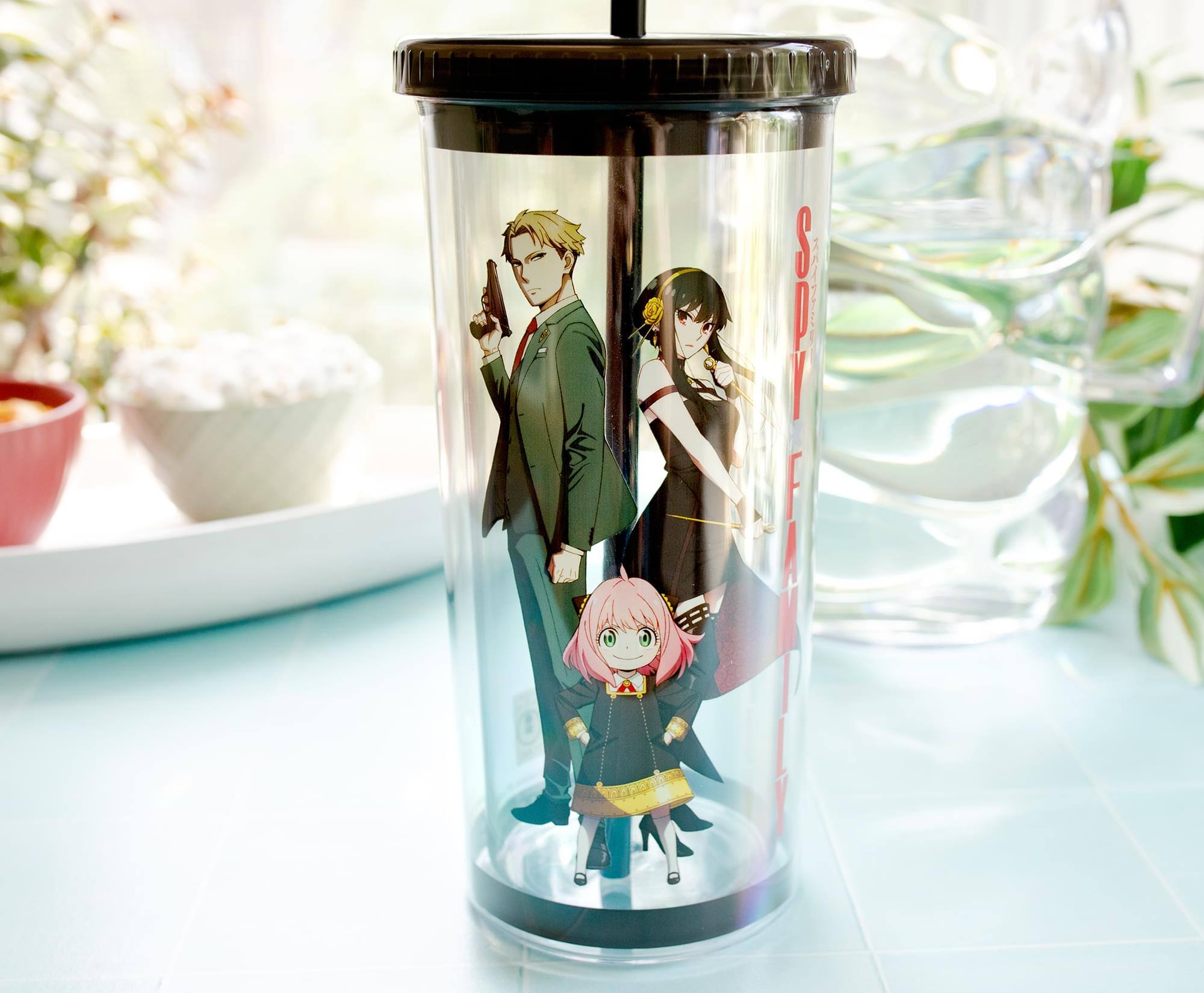 Alt View 3. Silver Buffalo - Spy X Family Trio Plastic Cold Cup With Lid and Straw | Holds 20 Ounces - Blue.