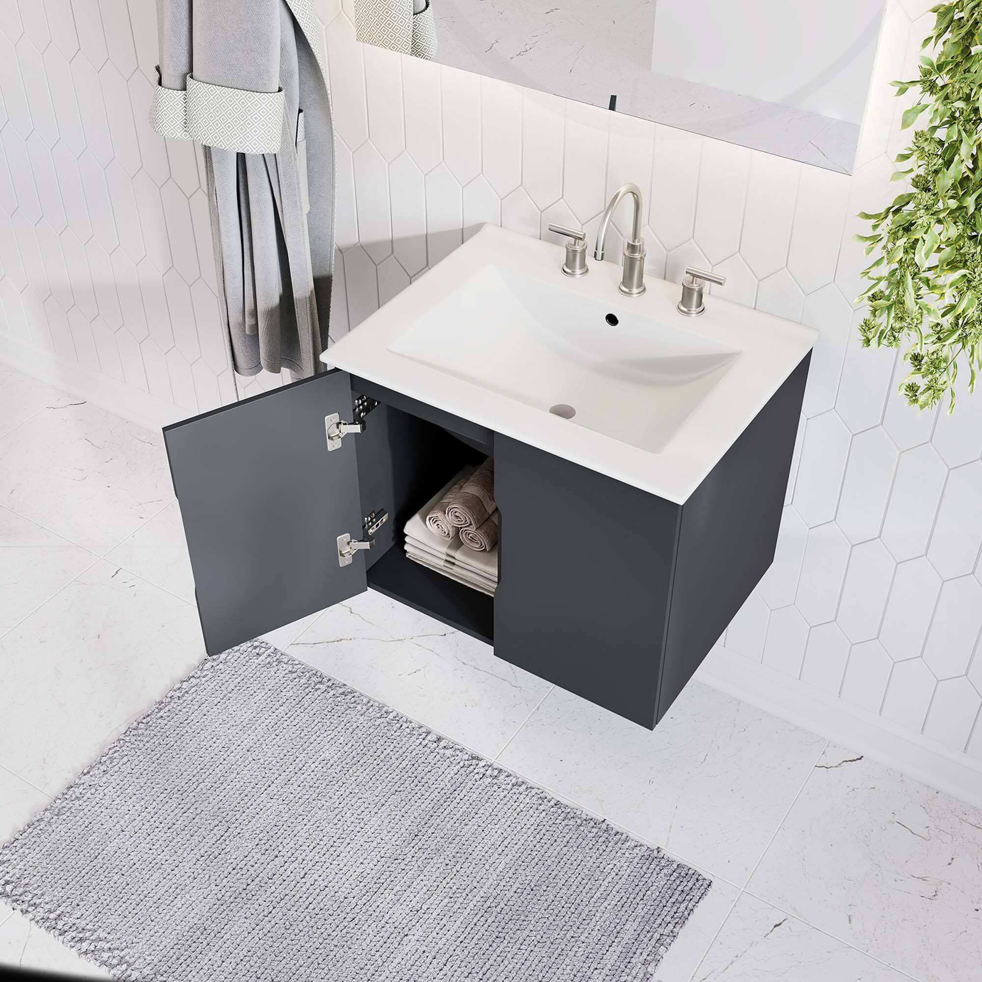 Back. Modway - Vitality Bathroom Vanity Basin Included by Modway - Gray White.