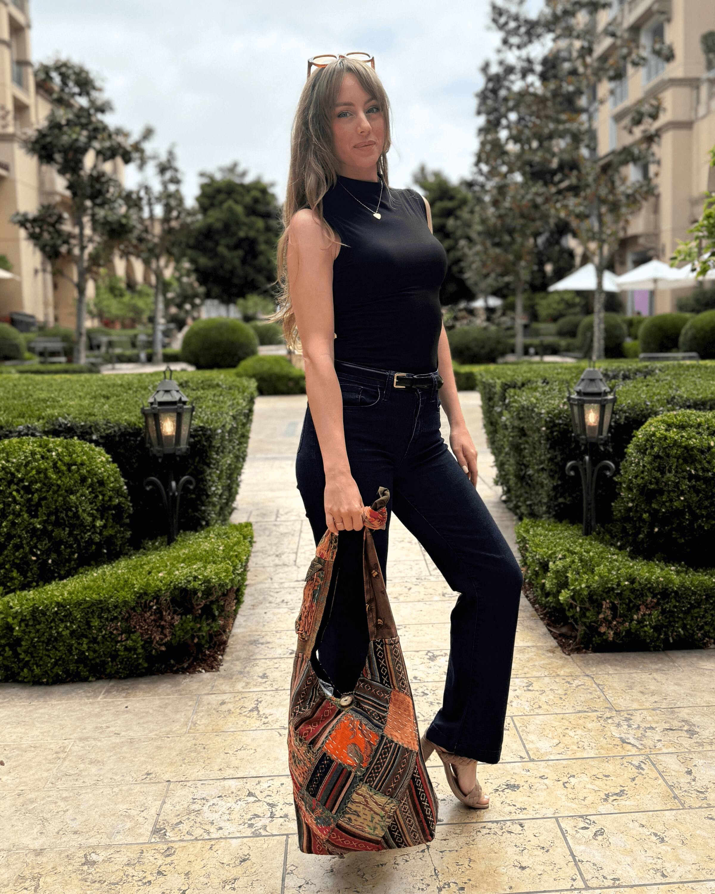 Alt View 6. Kathmandu Collection - Quilted Patchwork Hobo Bag - Quilt Multicolor.