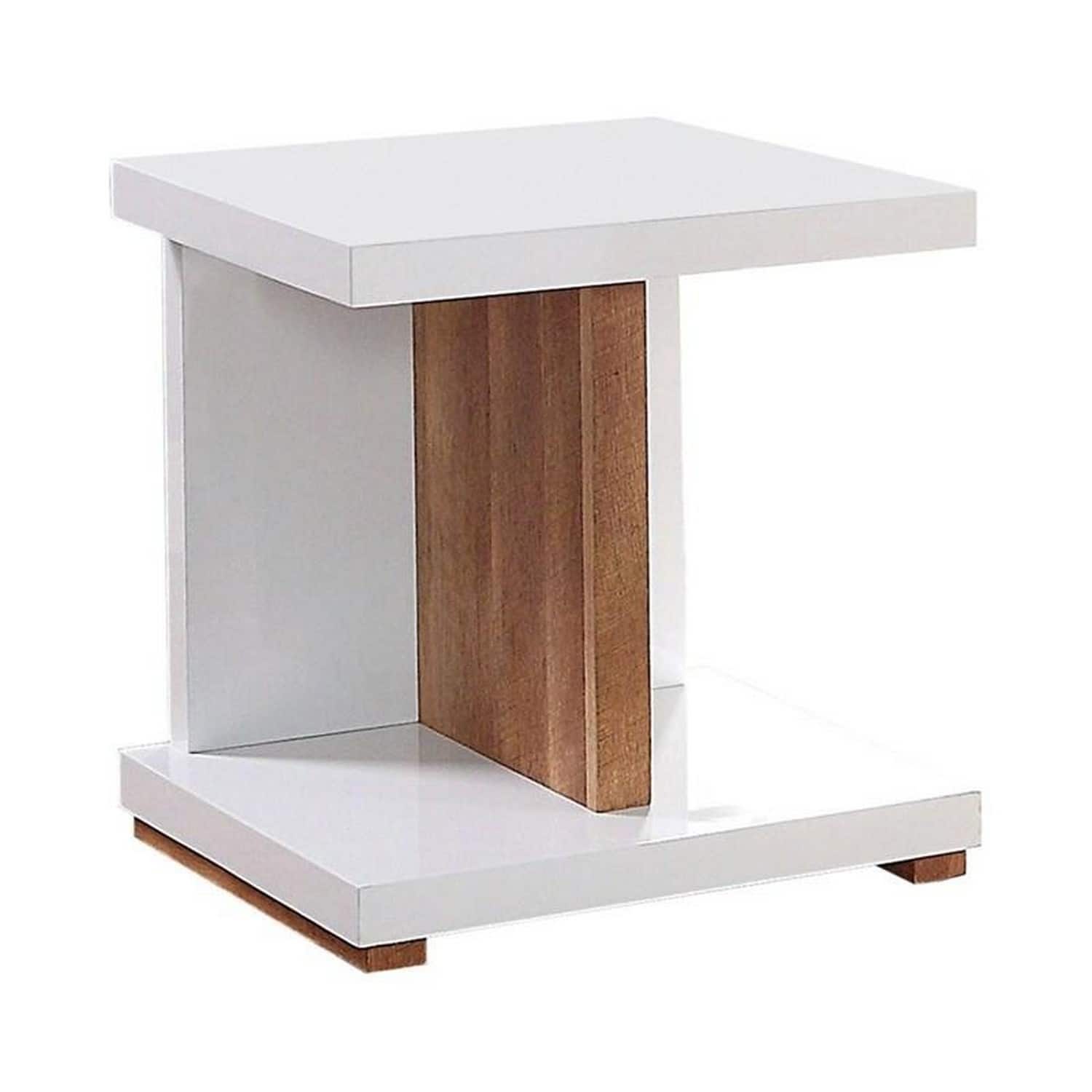 Manhattan Lane - End Table with Open Bottom Parted Shelf - White and Brown