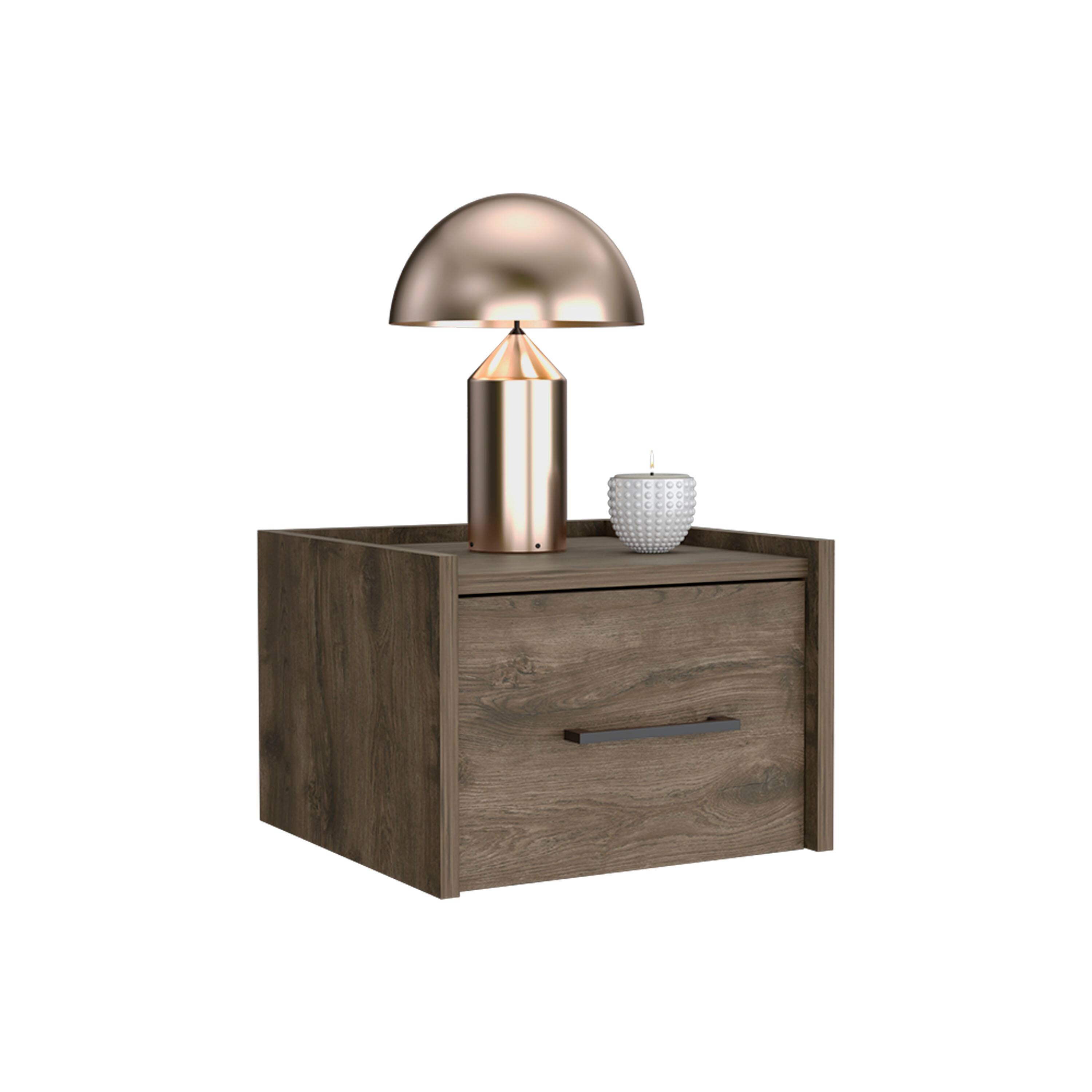 Alt View 1. Tiramisubest - Floating Nightstand, Space-Saving Design with Handy Drawer and Surface, Dark Brown - Dark Brown.