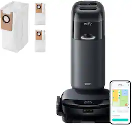 eufy - S1 with All-in-One Station, HydroJet System with Roller Mop, +Official Accessory-Dust Bag, 3 packs included - Black