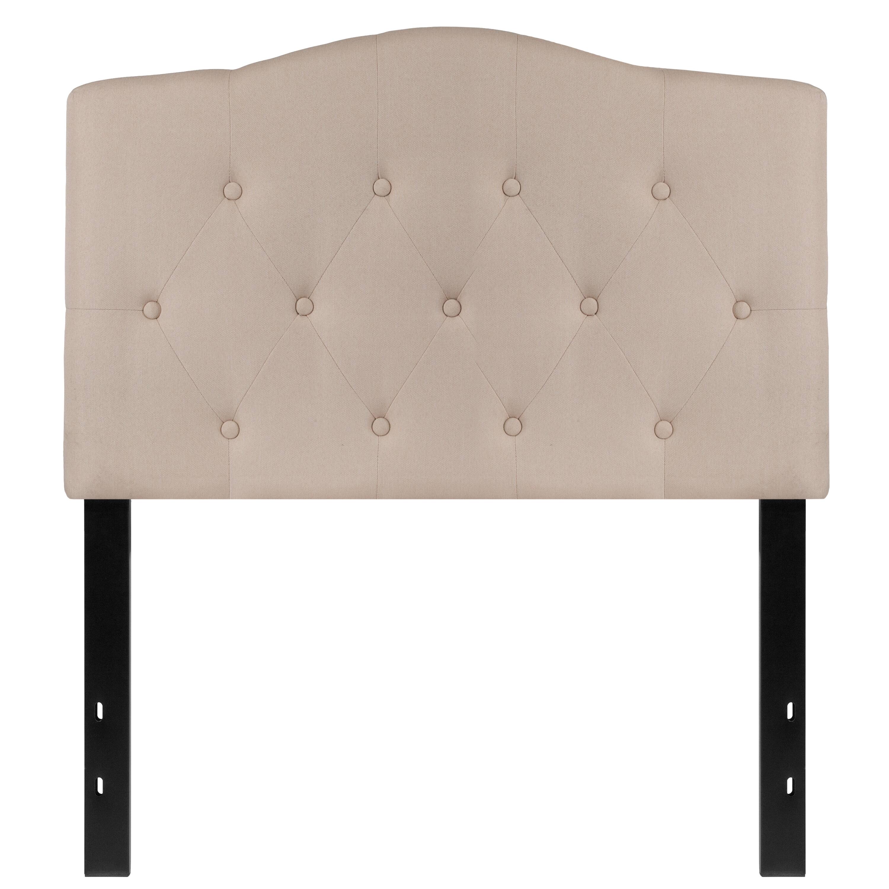 Alt View 5. Emma + Oliver - Arched Button Tufted Upholstered Headboard - Beige.