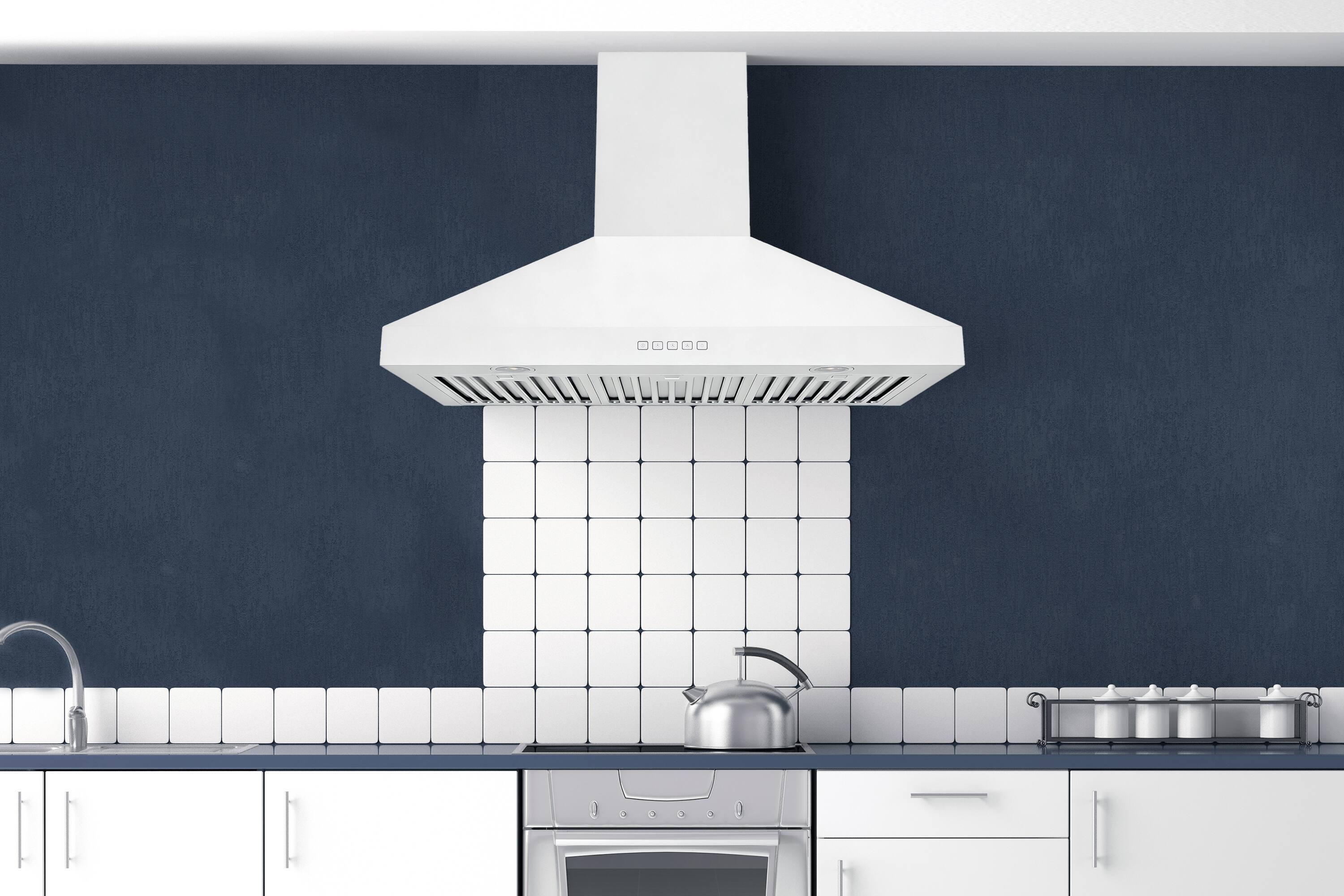 Alt View 2. Hauslane - Hauslane WM-530 PRO 36-in Convertible Matte White Wall-Mounted Range Hood - Matte White.
