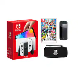 Switch Oled White Bundle With Accessories and Super Smash Bros Game - Nintendo Switch 2