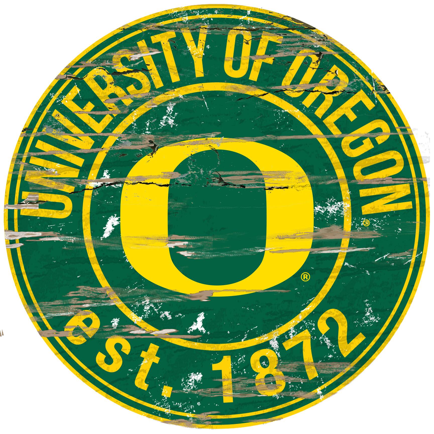 Oregon Ducks 23.5" Distressed Round Sign