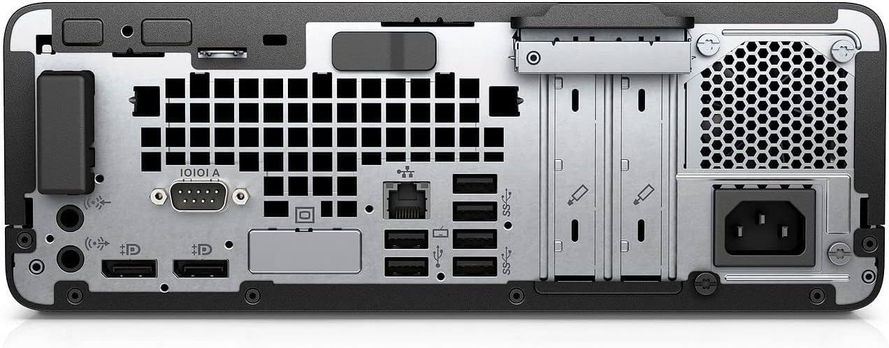 Back. HP - HP ProDesk 600 G4 SFF PC, Intel Core i5-8500T, 8GB RAM, 256GB NVMe, Built in AX210 Wi-Fi BT, Windows 11 Pro - Black.