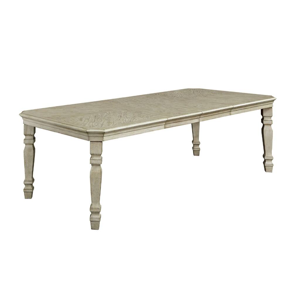 Front. Manhattan Lane - Holcroft Transitional Style Dining Table, Antiqued White - Antiqued White.