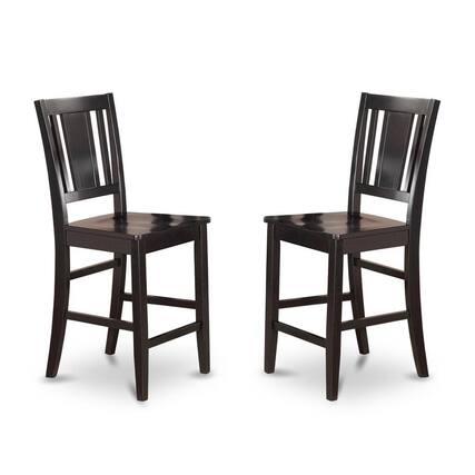 Front. East West Furniture - Buckland Counter Height Chair for dining room with Wood Seat in Black Finish - Black.