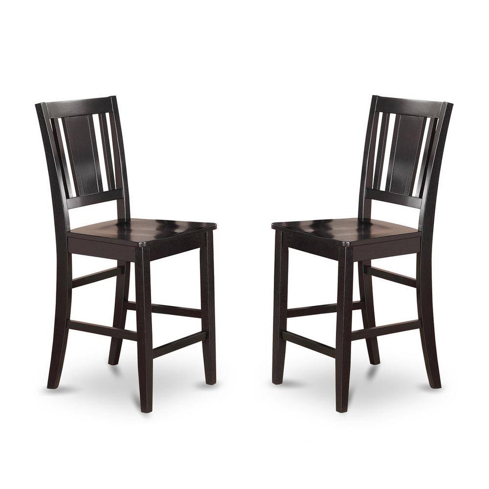 Front. East West Furniture - Buckland Counter Height Chair for dining room with Wood Seat in Black Finish - Black.