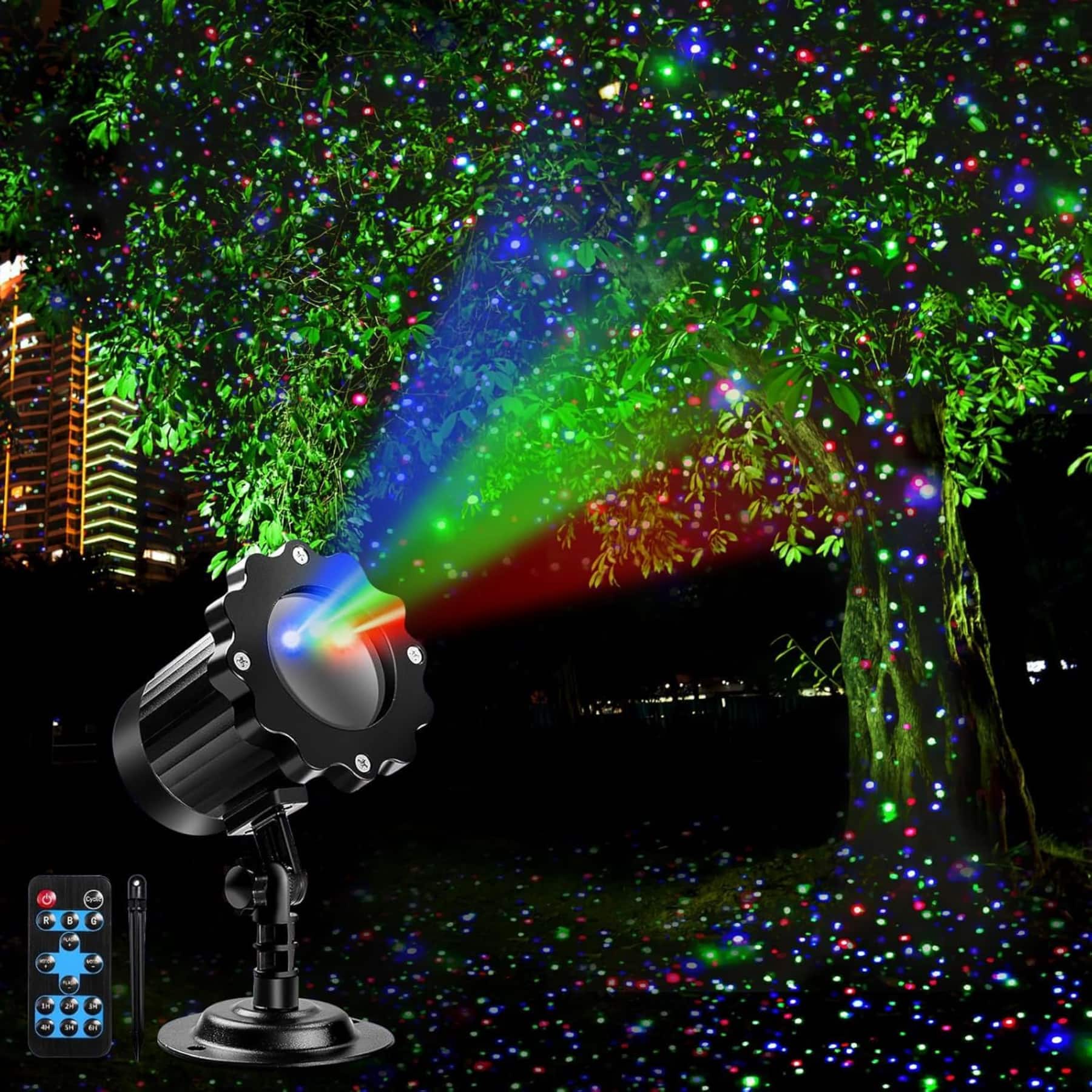 Dazzed Corner - Outdoor RGB Laser Projector Lights, 3-Color Starry Sky & Firefly Effects - Black