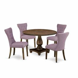 East West Furniture - 5 Piece Kitchen Dining Table Set Contains a Modern Dining Table and 4 Dahlia Linen Fabric Modern - Multi-Color