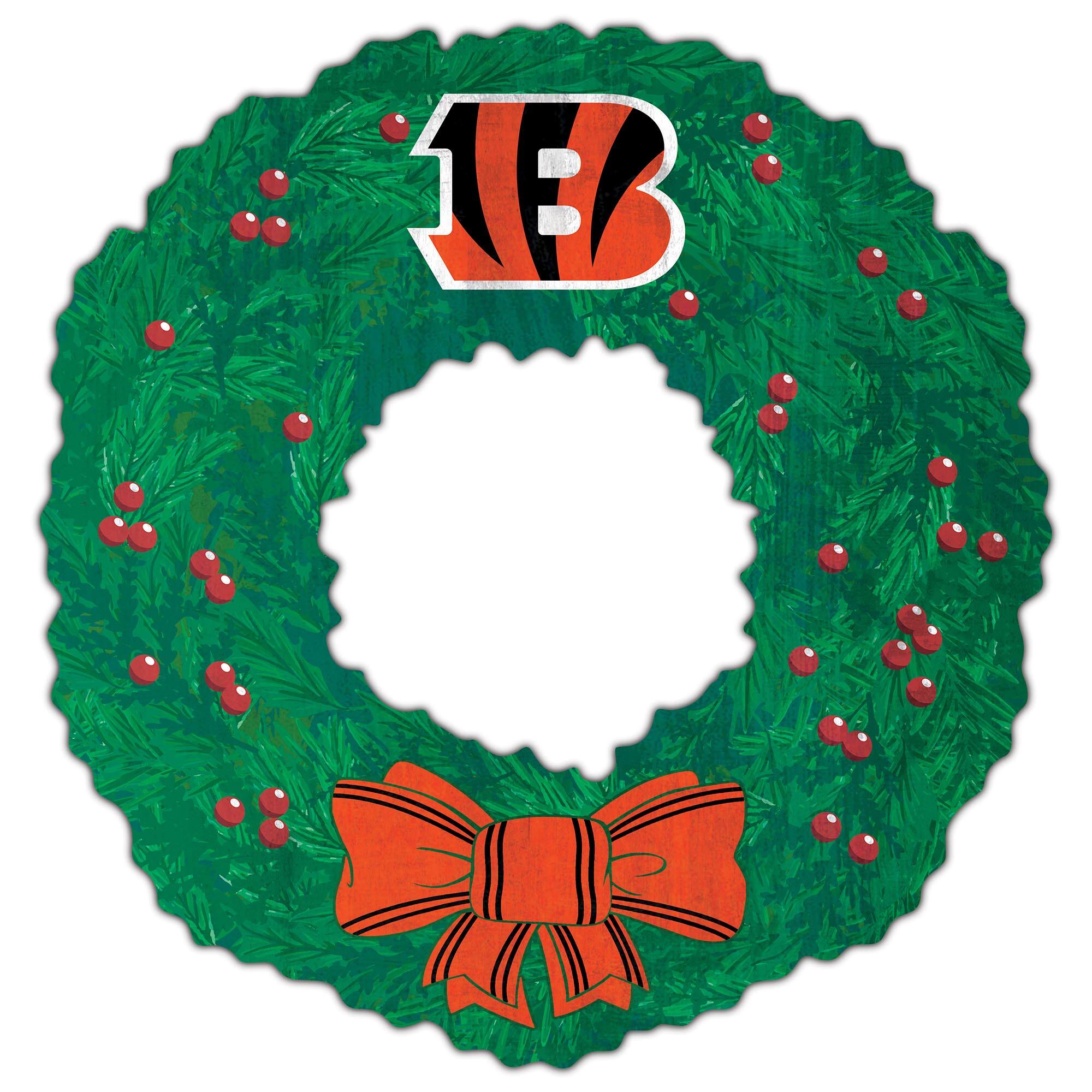 Front. Fan Creations - Cincinnati Bengals 16'' Team Wreath Sign - Green.