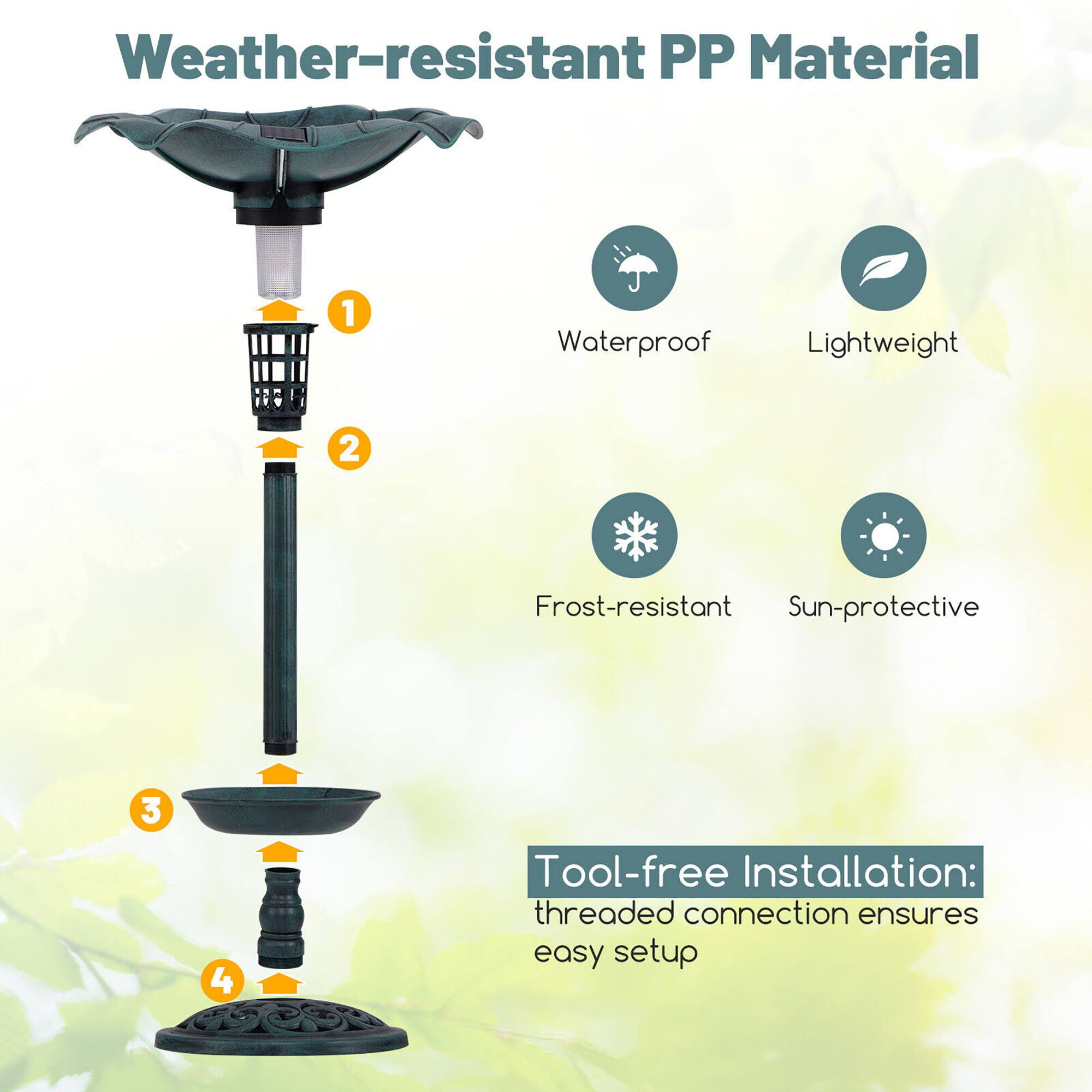 Weather-resistant PP Material

1. Waterproof
2. Lightweight
3. Frost-resistant
4. Sun-protective

Tool-free Installation: threaded connection ensures easy setup