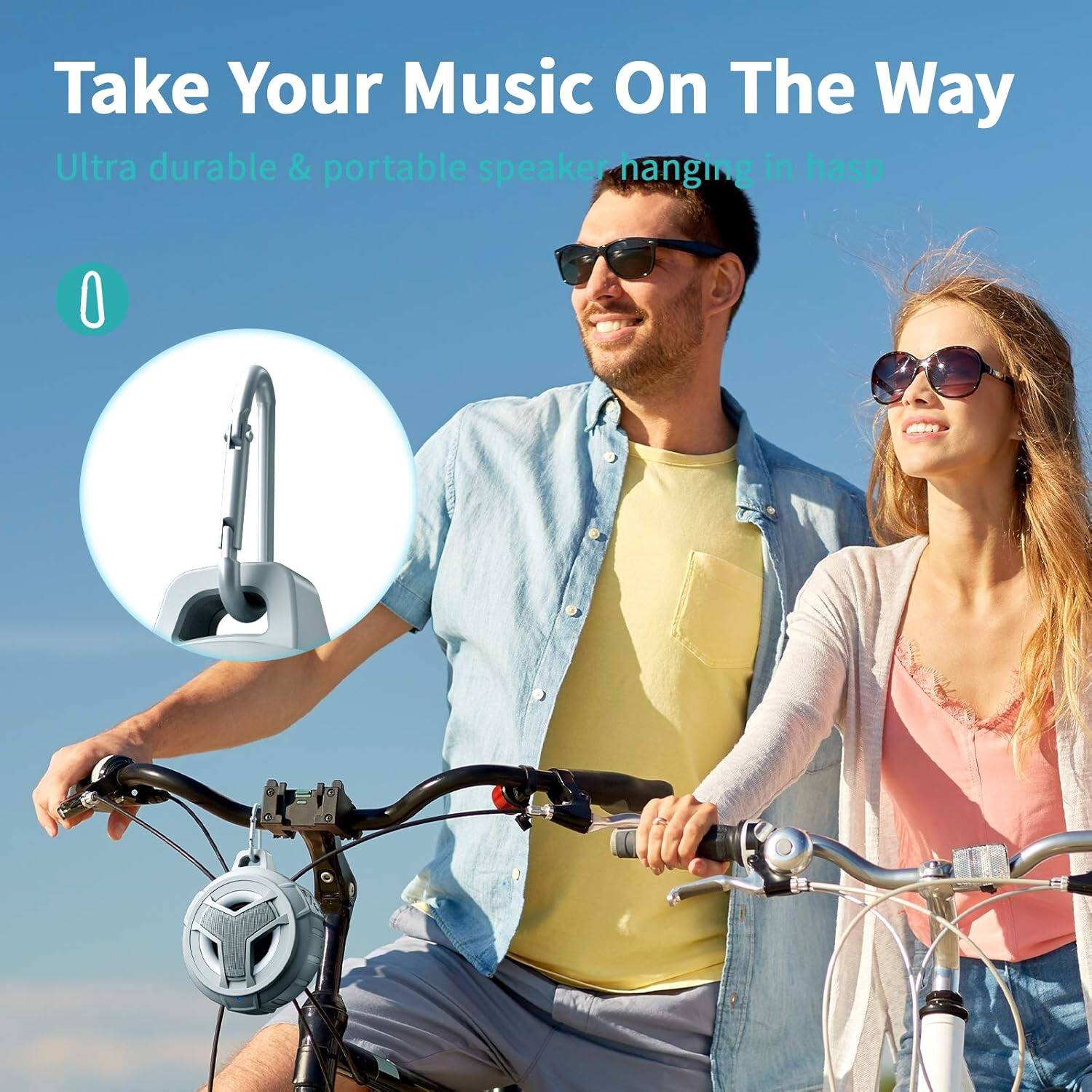 Take Your Music On The Way  
Ultra durable & portable speaker hanging in hasp
