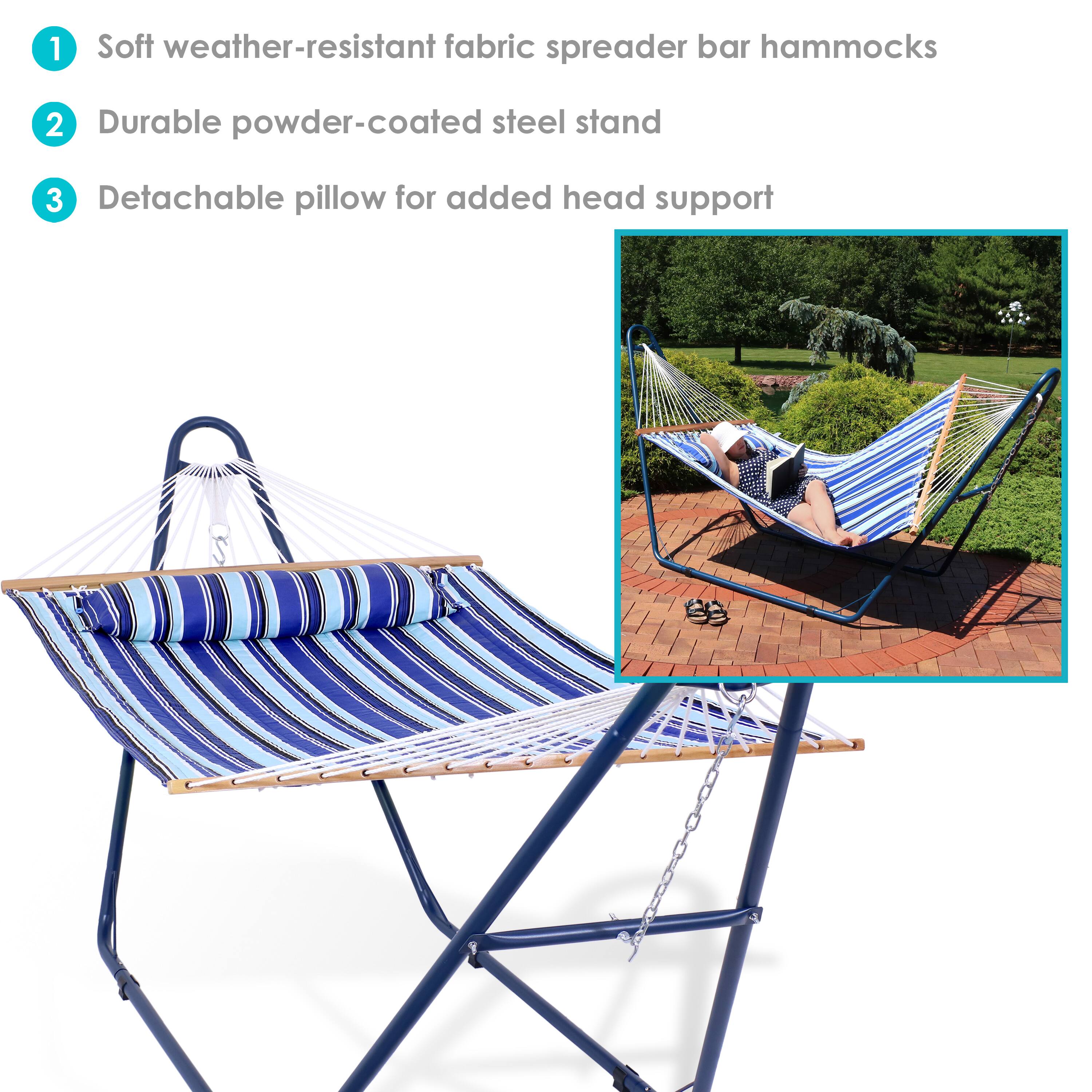 Sunnydaze Person Quilted Hammock with Universal Steel Blue Stand