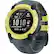 Garmin watch with a 100% GPS signal and a 100% battery life. The watch face displays the time as 5:56 and 8:47. The watch also has a menu button and a back button. The watch is yellow and black in color.
