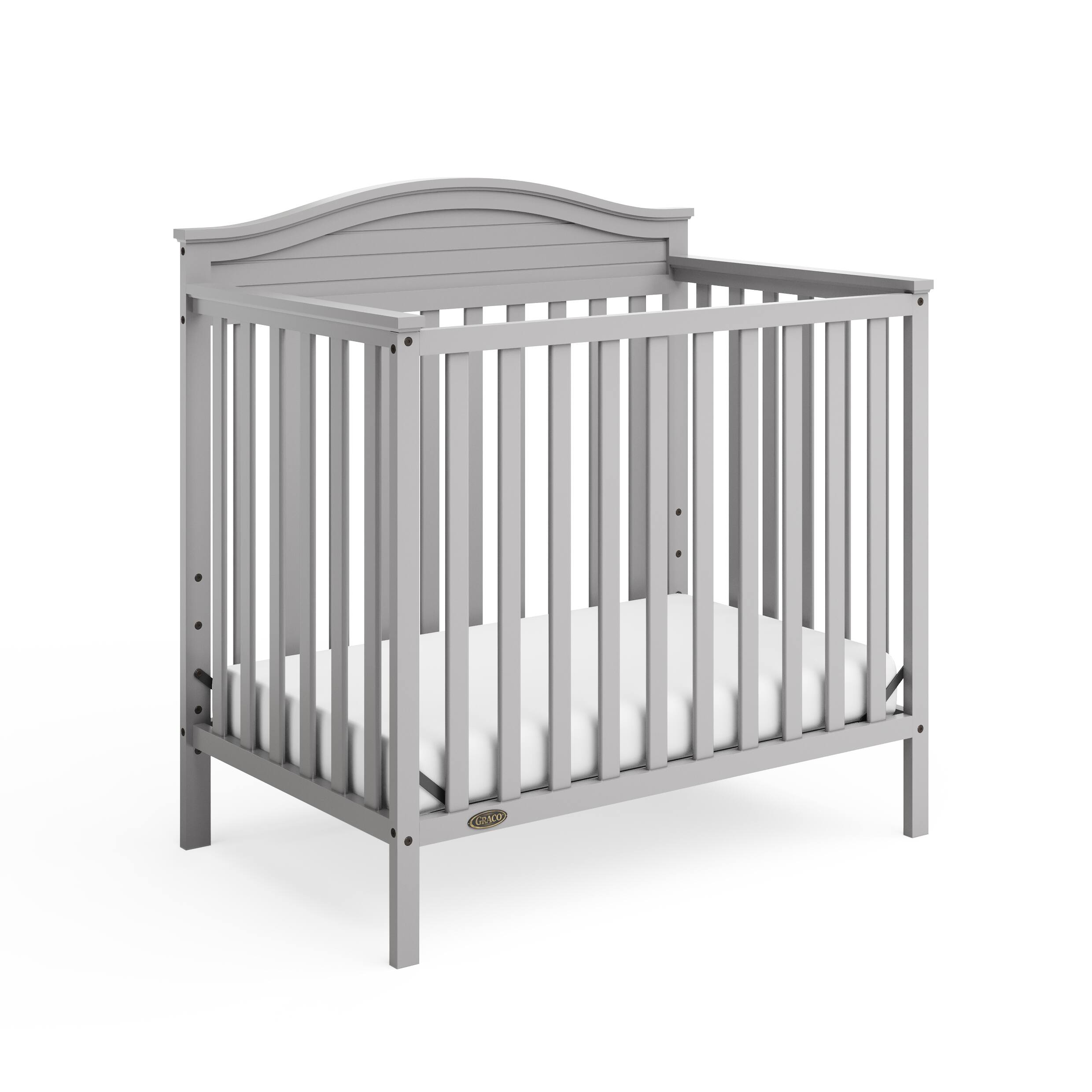 Front. Graco - Stella 4-in-1 Convertible Mini Crib - Pebble Gray.