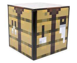 Ukonic - Minecraft Crafting Table Tin Storage Box Cube Organizer with Lid | 4 Inches - Brown