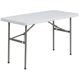 Alamont Home - Elon 4-Foot Plastic Folding Table - Banquet / Event Folding Table - Granite White