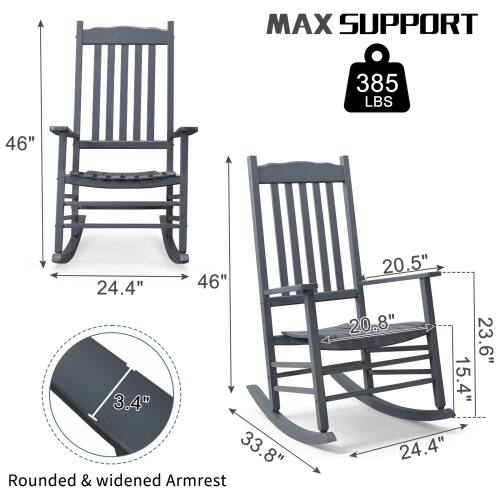 MAX SUPPORT 385 LBS  
46"  
24.4"  
46"  
3.4"  
33.8"  
Rounded & widened Armrest  
20.5"  
20.8"  
23.6"  
15.4"  
24.4"