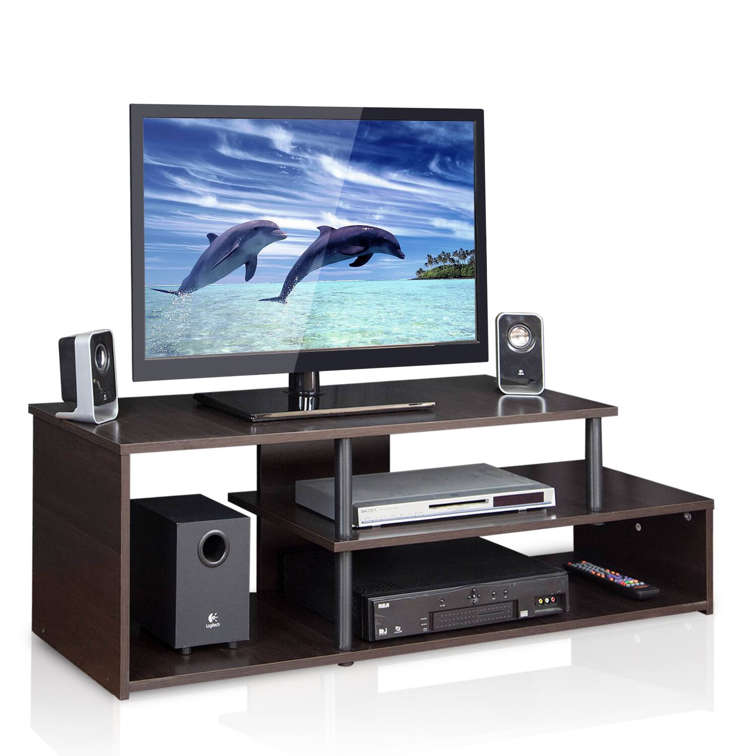 Alt View 2. Furinno - Econ Low Rise TV Stand - Espresso/Black.