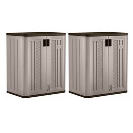 Suncast - 9 Cu Ft Heavy Duty Resin Garage Base Storage Cabinet, Platinum (2 Pack)
