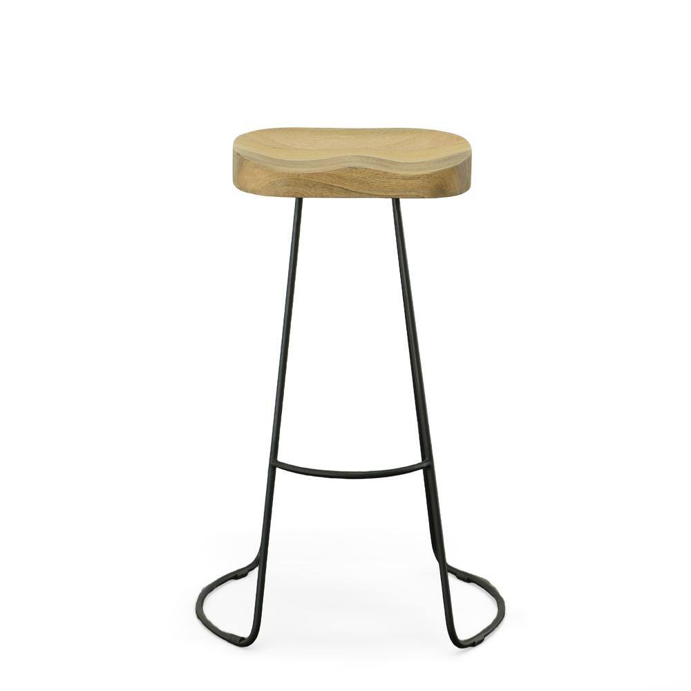 Alt View 4. Carolina Chair & Table - Saga 31" Barstool - Set of 2 - Natural Seat - Black Base - Natural, Black.