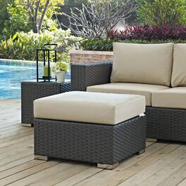 Sojourn Outdoor Patio Sunbrella® Ottoman by Modway - Canvas Antique Beige