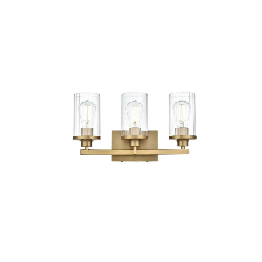 Back. Living District - Thane 18 inch Wall Sconce in Satin Gold - Satin Gold And Clear.