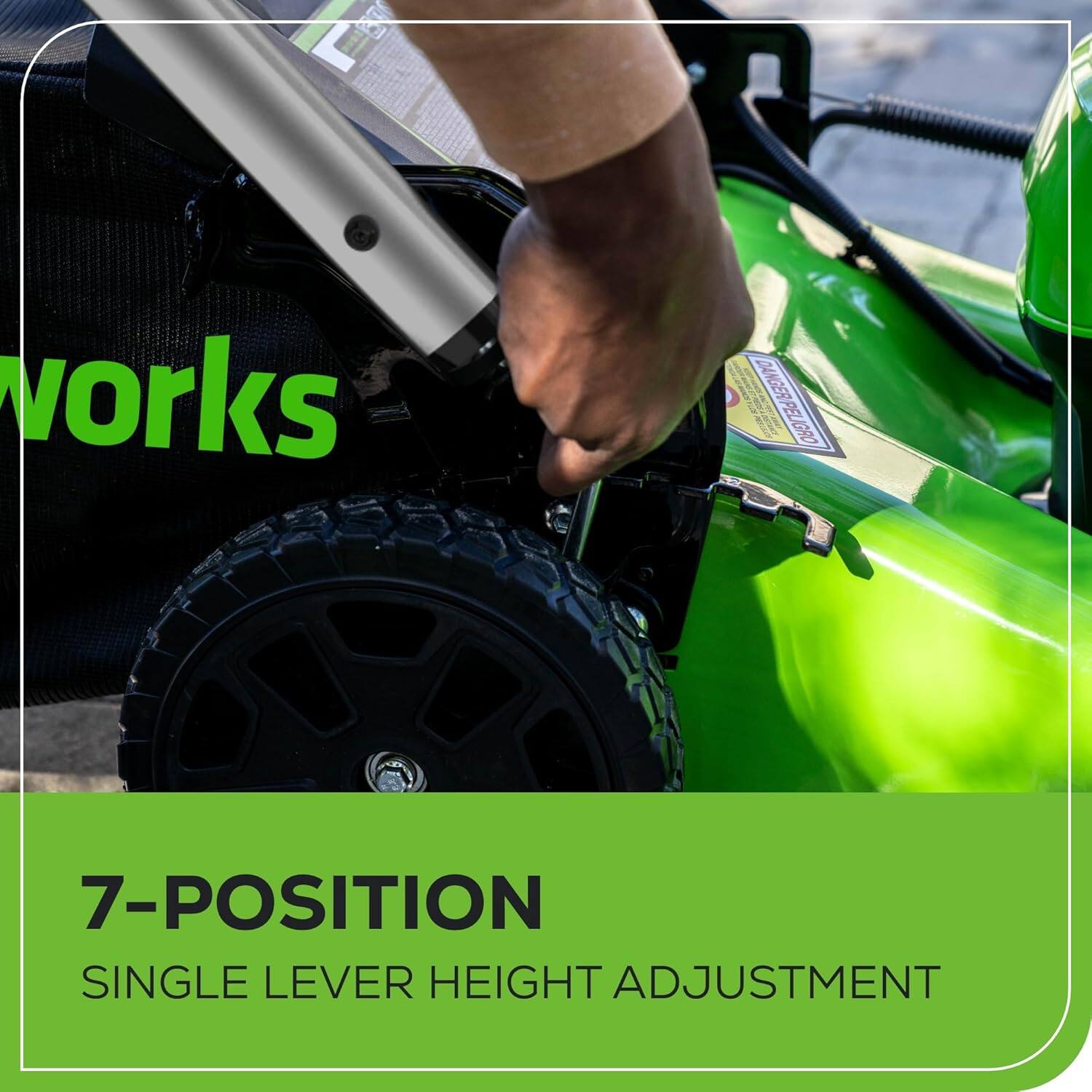 L E works  
DANGER RELIGRO  
7-POSITION SINGLE LEVER HEIGHT ADJUSTMENT