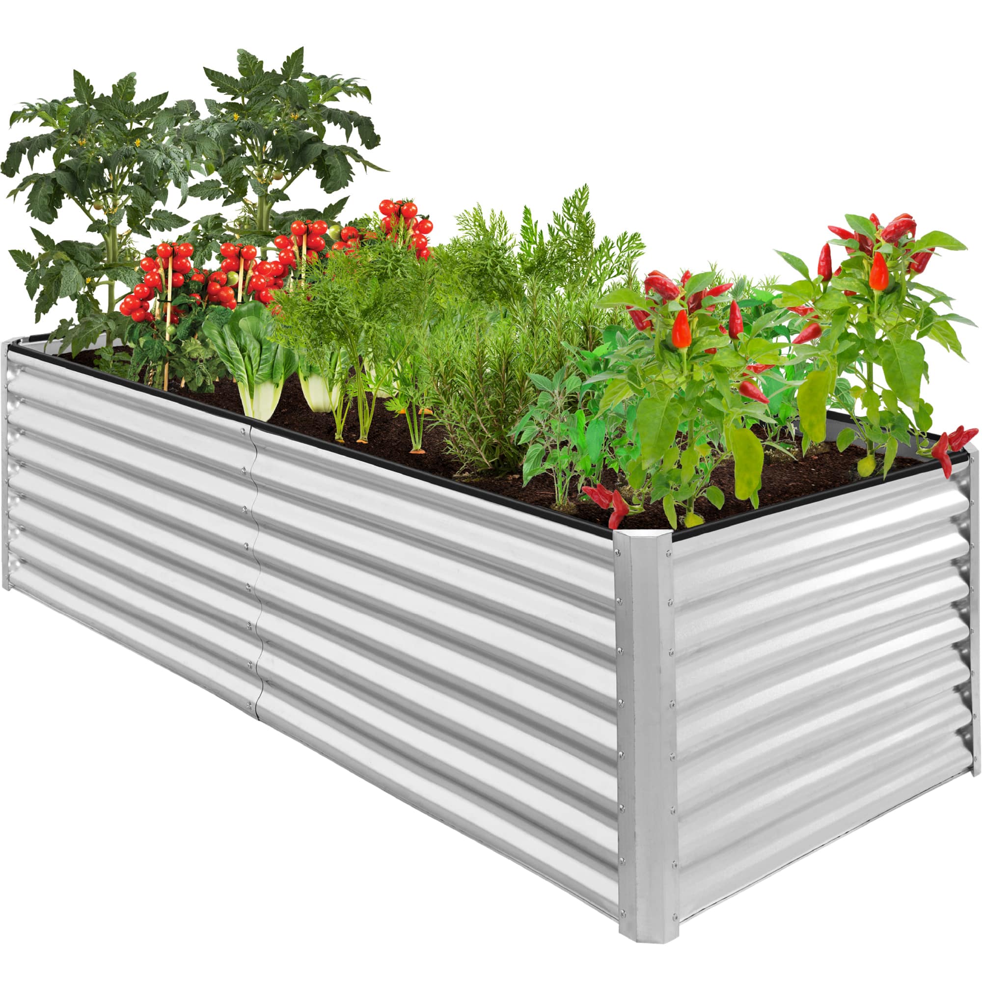 Best Choice Products - 8x4x2ft Outdoor Metal Raised Garden Bed for Vegetables Flowers Herbs - Galvanized