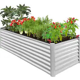 Best Choice Products - 8x4x2ft Outdoor Metal Raised Garden Bed for Vegetables Flowers Herbs - Galvanized