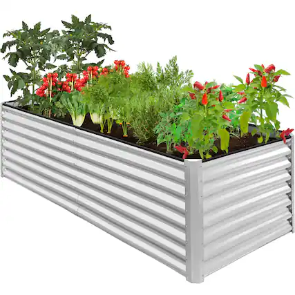 Front. Best Choice Products - Best Choice Products 8x4x2ft Outdoor Metal Raised Garden Bed for Vegetables Flowers Herbs - Galvanized - Galvanized.