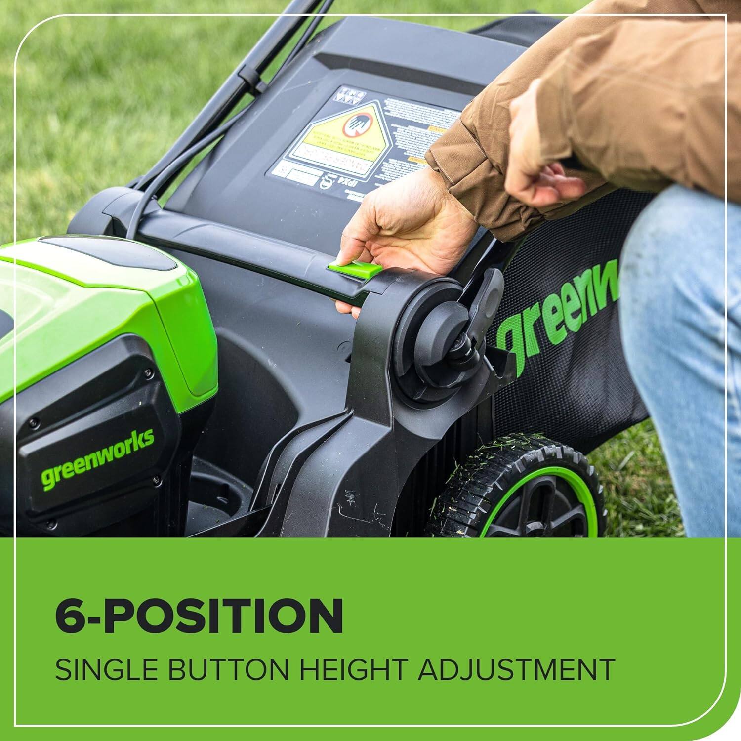 TENA A4 greenworks a VXl green  
6-POSITION SINGLE BUTTON HEIGHT ADJUSTMENT