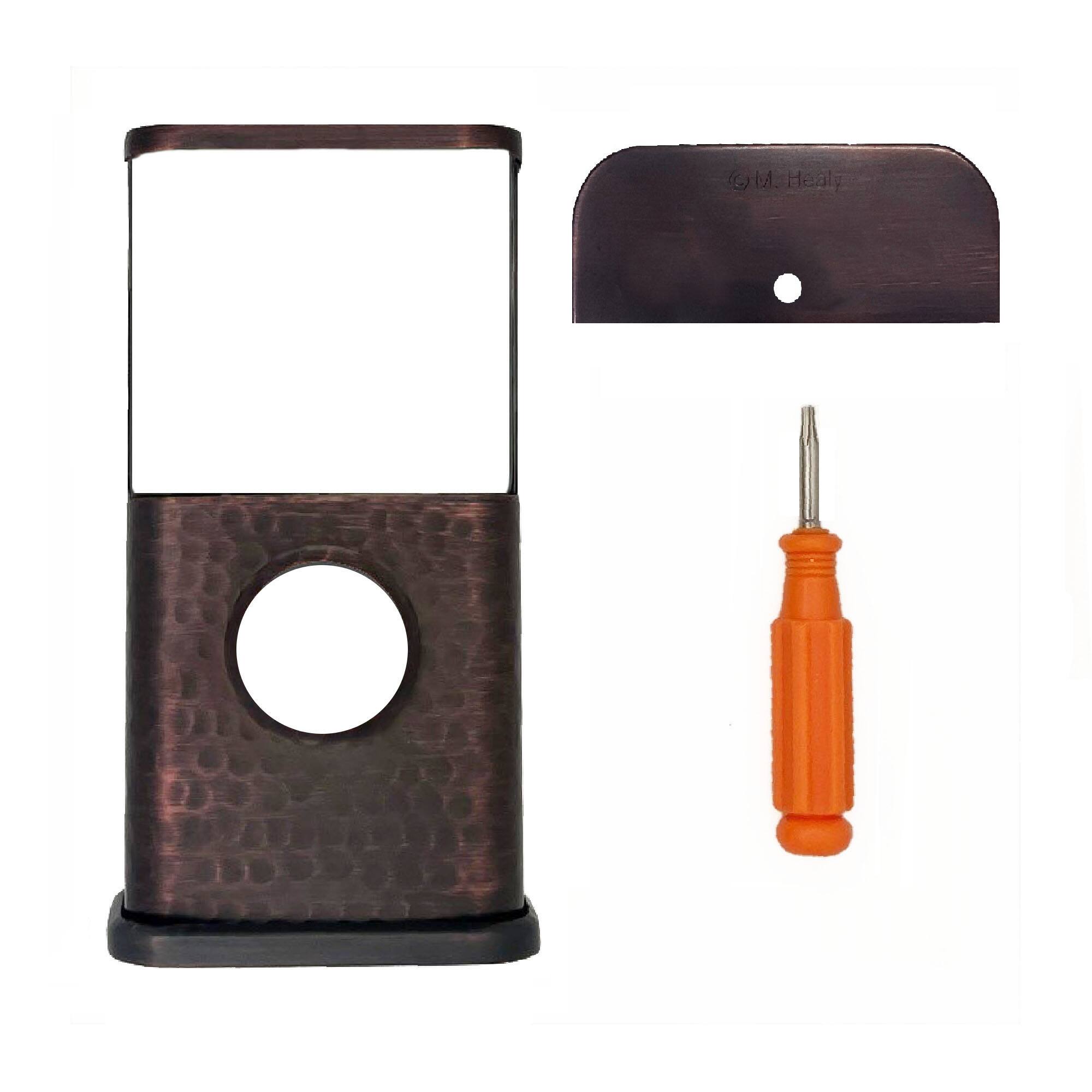 Back. Michael Healy - Hammered Video Doorbell Cover (Ring 3, 3 Plus, 4, Battery Plus and Battery Pro) - Oiled Bronze.