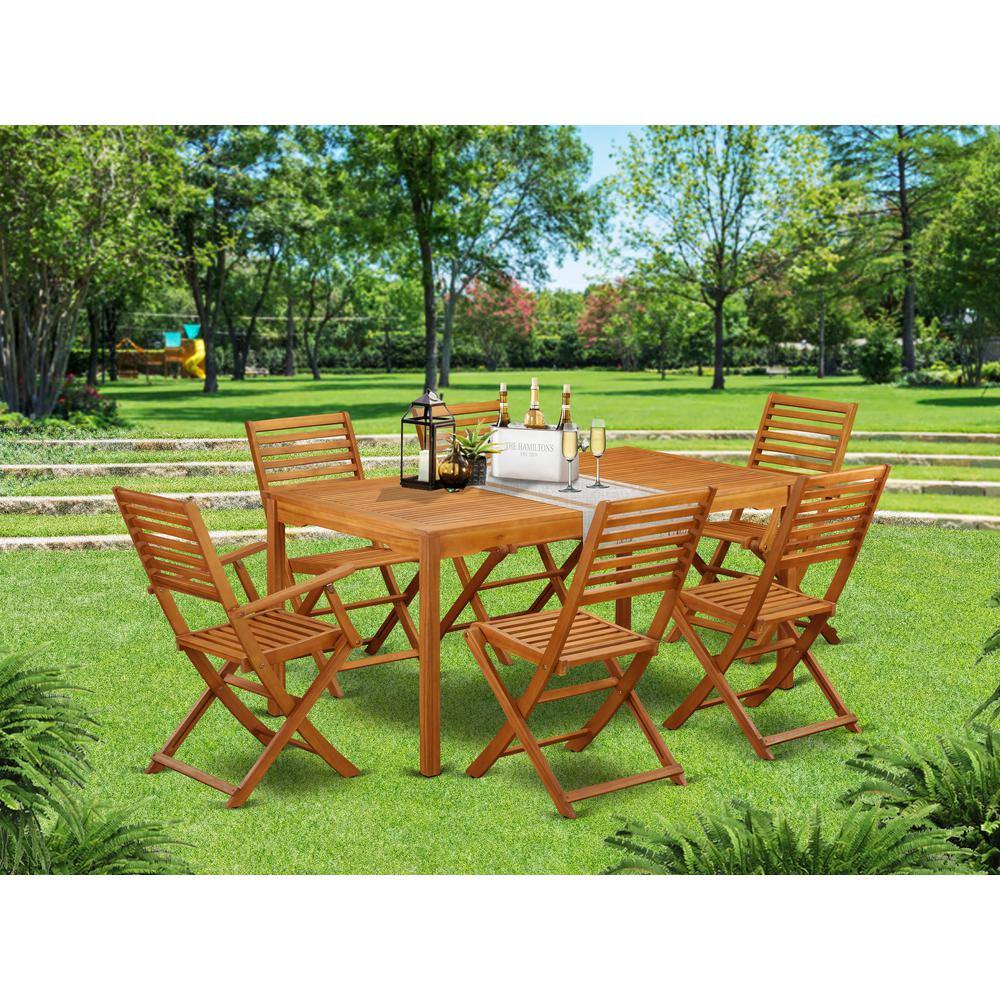Alt View 2. East West Furniture - Wooden Patio Set Natural Oil - Brown.