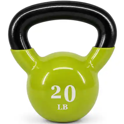 Front. Fitvids - Fitvids 20 lb Vinyl-Coated Kettlebell With Handle for Strength Training, Lemon - Lemon.