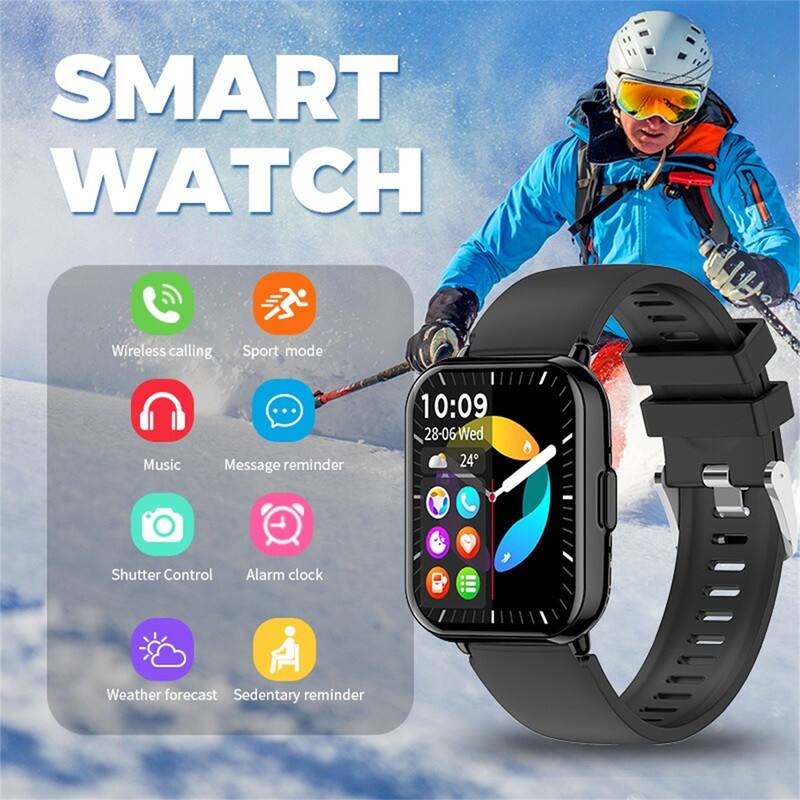 SMART WATCH

- Wireless calling
- Sport mode
- Music
- Message reminder
- Shutter Control
- Alarm clock
- Weather forecast
- Sedentary reminder

10:09  
28-06 Wed  
24