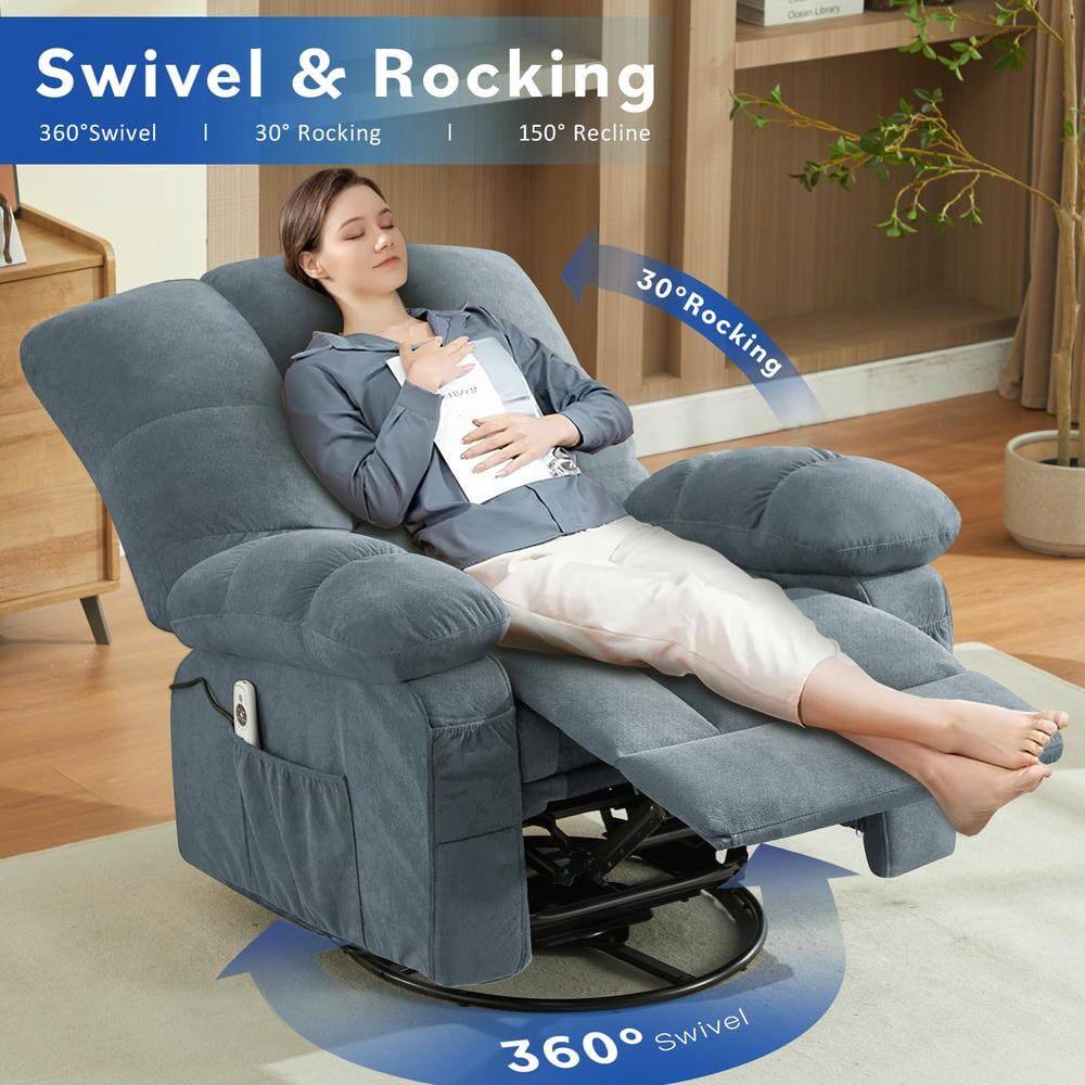 Swivel & Rocking  
360° Swivel | 30° Rocking | 150° Recline  

30° Rocking  

360° Swivel