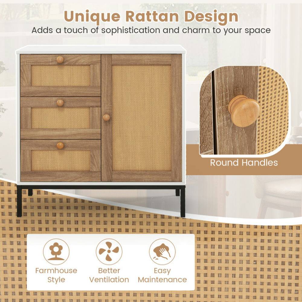 Unique Rattan Design  
Adds a touch of sophistication and charm to your space  

Round Handles  

Farmhouse Style  
Better Ventilation  
Easy Maintenance