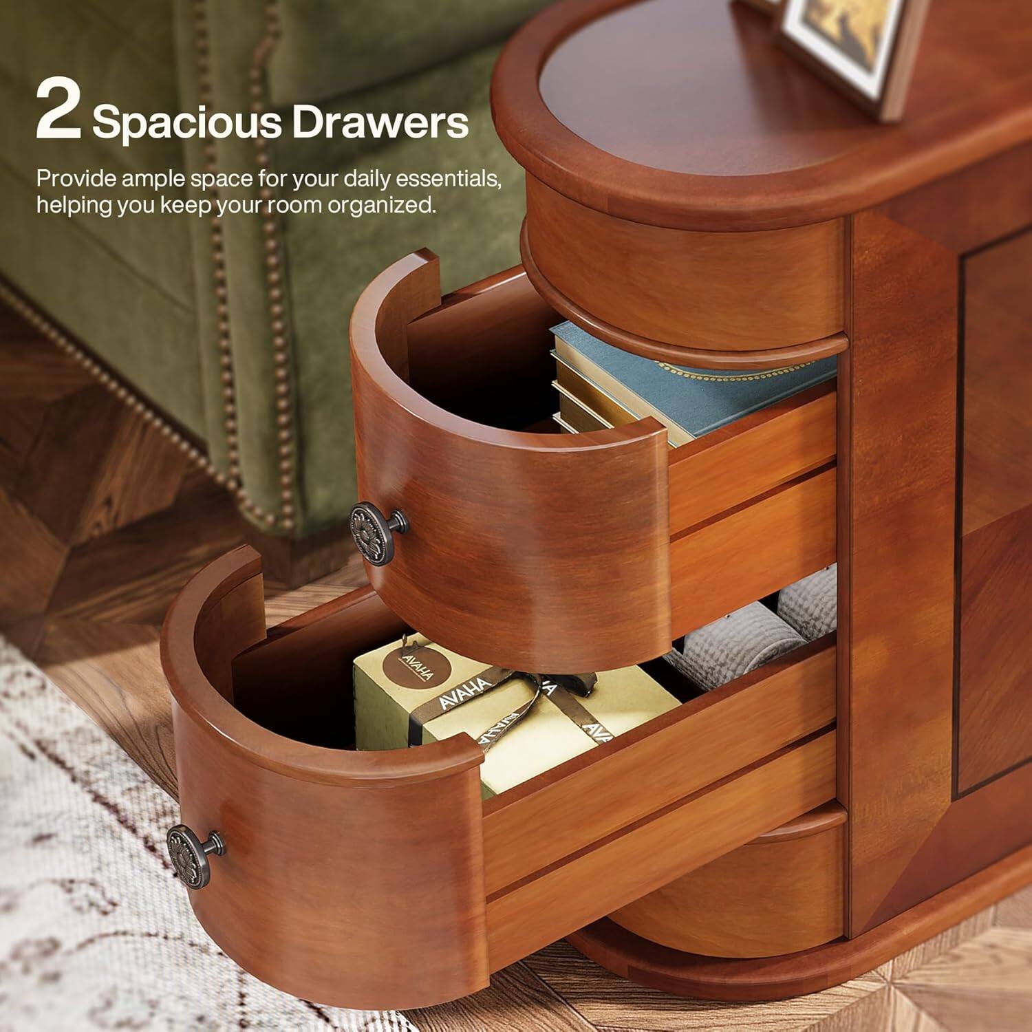 2 Spacious Drawers Provide ample space for your daily essentials, helping you keep your room organized.