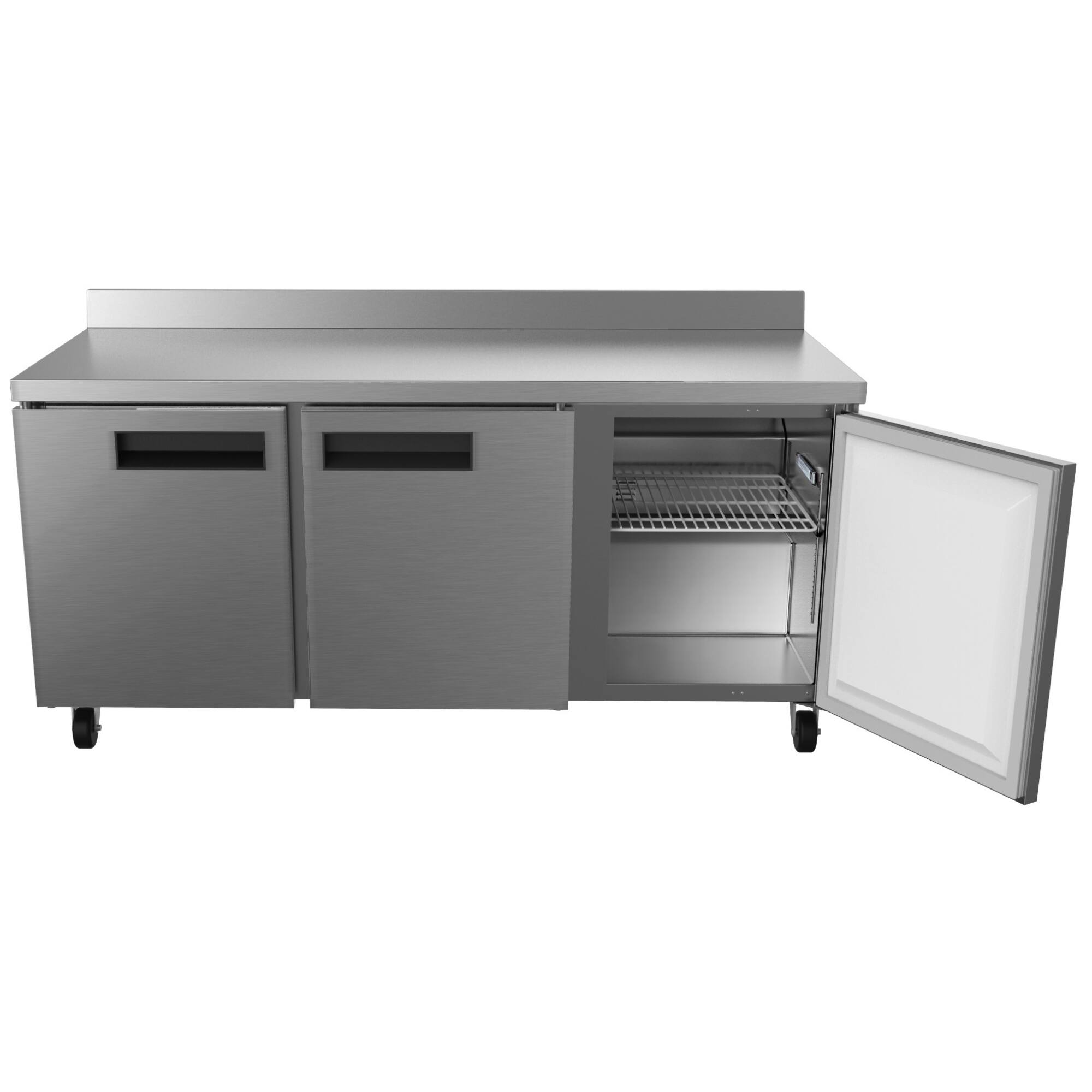Left. Koolmore - 72 in. Three-Door Worktop Refrigerator With 3.5 in. Backsplash - 16.9 Cu Ft. RWT-3D-16C - Stainless-Steel.