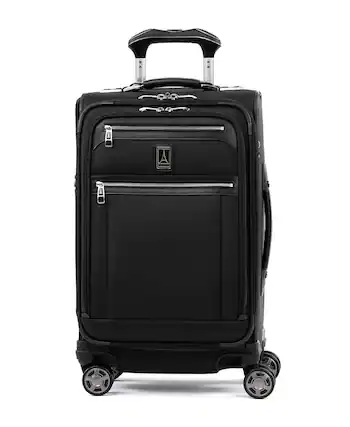 Front. Travelpro - Platinum Elite Softside Expandable 21" Carry On Spinner - Shadow Black.