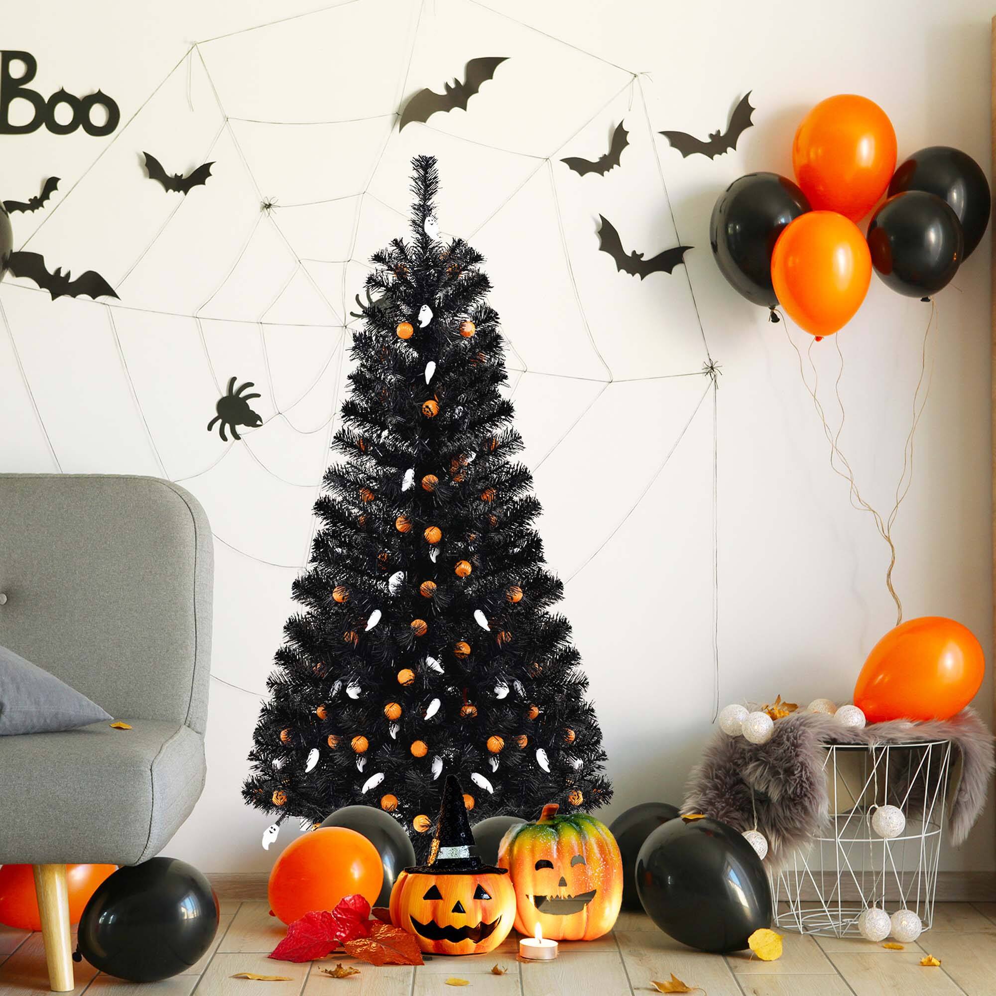 Alt View 1. Costway - Costway 4.5 FT Artificial Halloween Tree with 281 Branch Tips 65 Orange Pumpkin Lights - Black.